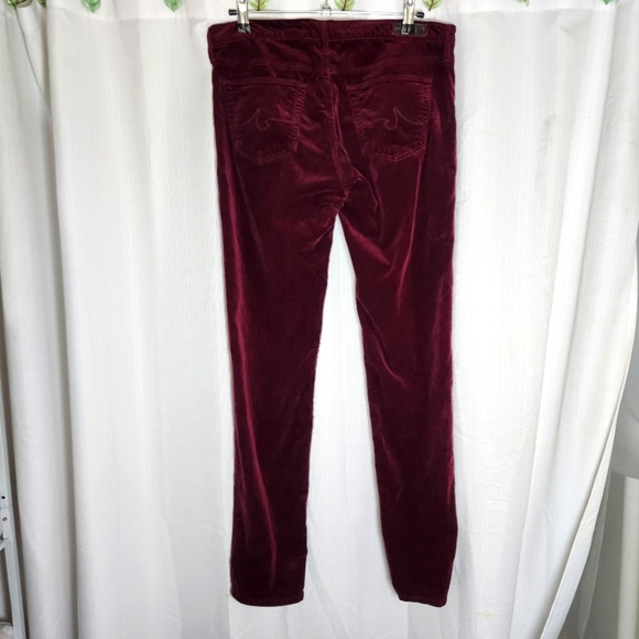 Ag Adriano Goldschmoed The Stilt Cigarette Leg Burgundy Corduroy Pants Size 29R - Picture 9 of 9